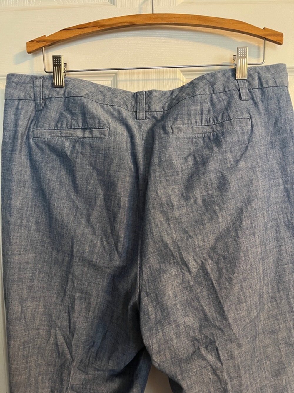 Lands End Classic Lightweight Chambray Trousers in Light Denim Blue - Picture 5 of 8